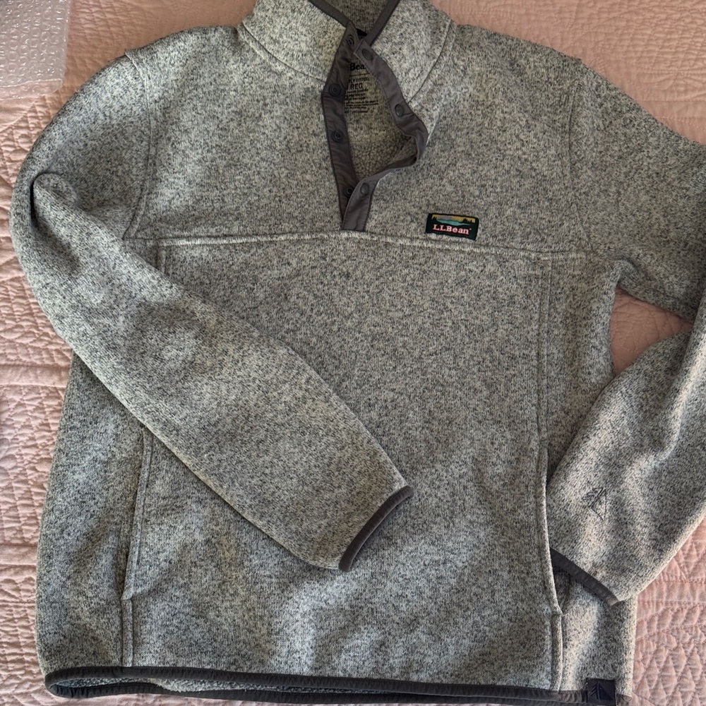 L.L. Bean Women's Quarter Snap Sweater in Light Gray (Mens)